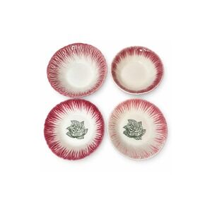 Vintage Scio Pottery Provincial Rose Pink Hairpin Serving Bowls Lot of 4